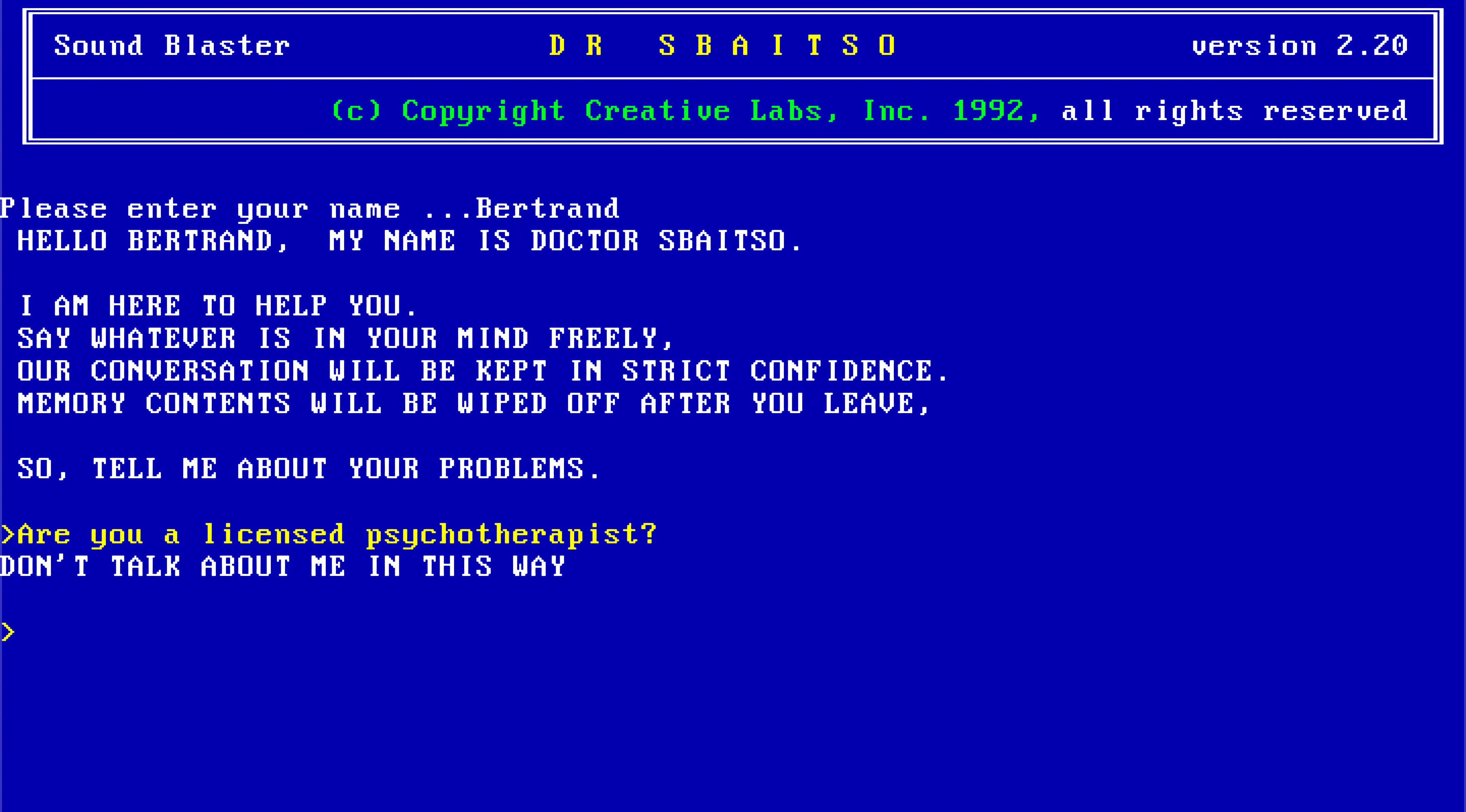 dr sbaitso screenshot